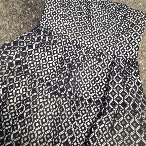 White House Black Market Strapless Navy and White Dress - Picture 2 of 6